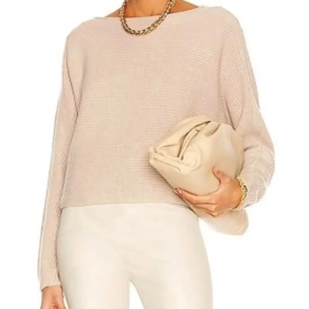 Le ORE Beige Rbbed Knit Long Dolman Sleeve Sweater - Almond Heather - Size S